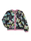 Hannah Banana Little Girl's & Girl's Butterfly Sequin Bomber In Black Multi