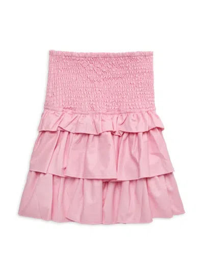 HANNAH BANANA LITTLE GIRL'S & GIRL'S FAUX LEATHER SMOCKED TIERED SKIRT