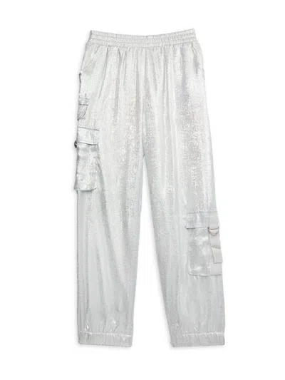 Hannah Banana Kids' Little Girl's & Girl's Metallic Cargo Pants In Silver