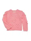 Hannah Banana Little Girl's & Girl's Pom Knit Heart Sweater In Pink