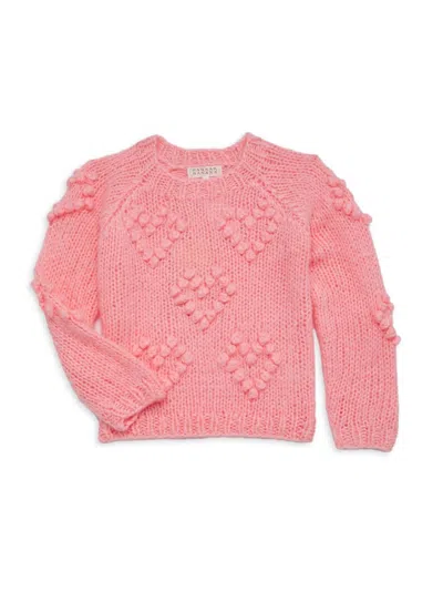 Hannah Banana Kids' Little Girl's & Girl's Pom Knit Heart Sweater In Pink