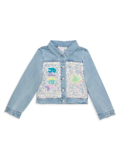 Hannah Banana Kids' Little Girl's & Girl's Sequined Denim Jacket In Blue