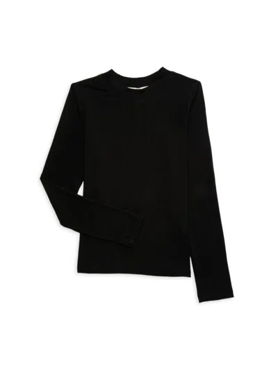 Hannah Banana Kids' Little Girl's & Girl's Solid Long Sleeve T-shirt In Black