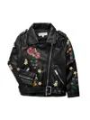 HANNAH BANANA LITTLE GIRL'S EMBROIDERED FAUX LEATHER JACKET
