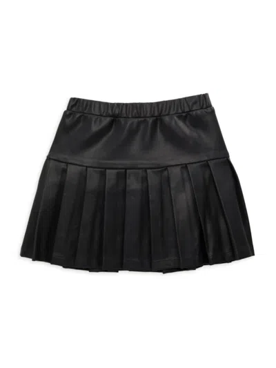 Hannah Banana Kids' Little Girl's Faux Leather Pleated Skirt In Black