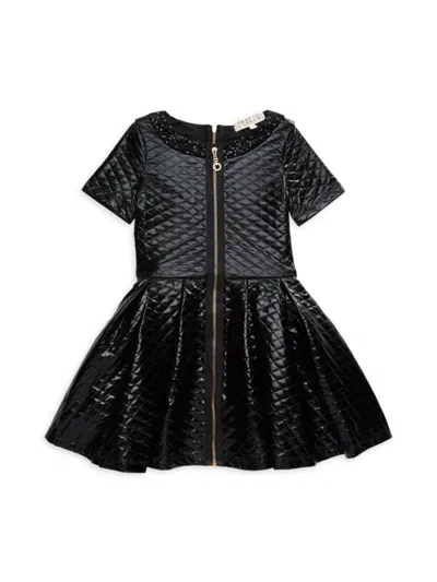 Hannah Banana Kids' Little Girl's Sequin Faux Leather Dress In Black