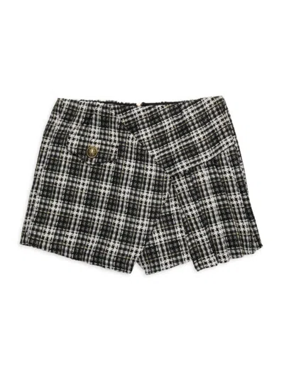 Hannah Banana Kids' Plaid Tweed Skort In Black Plaid