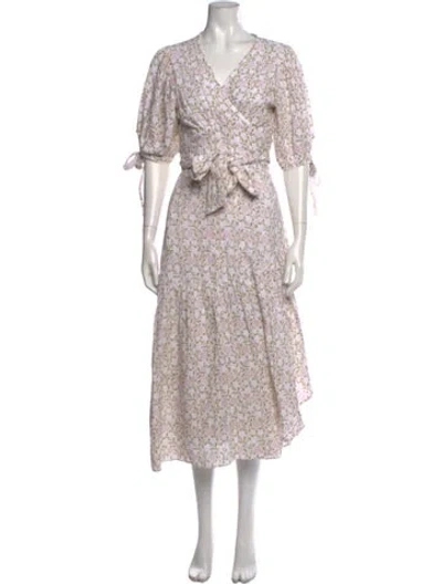 Pre-owned Hannah Floral Print Midi Length Dress In Neutrals