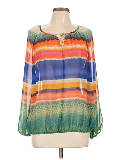 Pre-owned Hannah Long Sleeve Blouse In Blue
