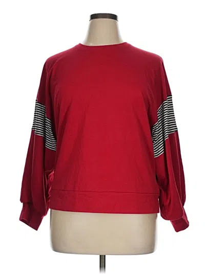 Pre-owned Hannah Long Sleeve Top Red Crew Neck Tops