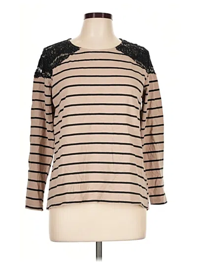 Pre-owned Hannah Long Sleeve Top Tan Boatneck Tops