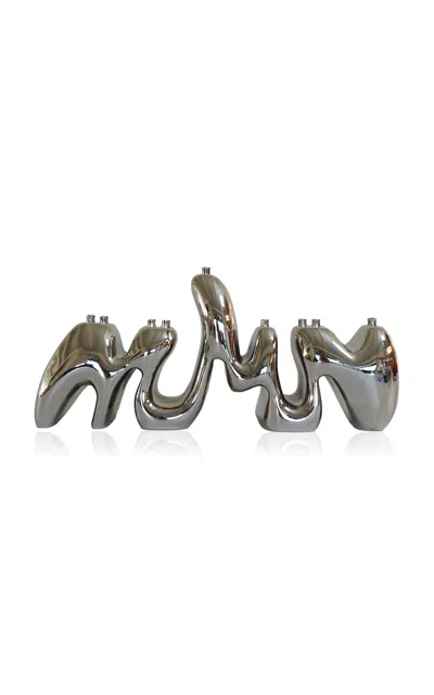 Hannah Polskin Menorah Sculpture In Silver