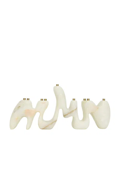 Hannah Polskin Onyx Menorah Sculpture In White