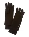Hannah Rose 3-in-1 Faux Side Placket Cashmere Gloves In Black