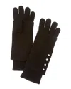 Hannah Rose 3-in-1 Faux Side Placket Cashmere Gloves In Black