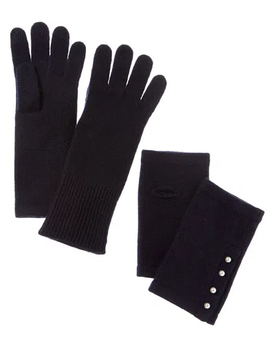 Hannah Rose 3-in-1 Faux Side Placket Cashmere Gloves In Blue