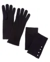 Hannah Rose 3-in-1 Faux Side Placket Cashmere Gloves In Blue