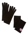 Hannah Rose 3-in-1 Lurex Mini Heart Intarsia Cashmere Gloves In Black