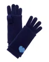 Hannah Rose 3-in-1 Lurex Mini Heart Intarsia Cashmere Gloves In Blue