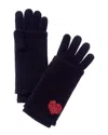 Hannah Rose 3-in-1 Lurex Mini Heart Intarsia Cashmere Gloves In Blue
