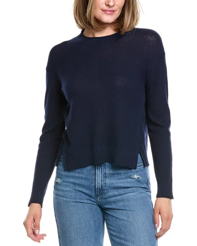 Hannah Rose Alessia Seed Stich Linen-blend Sweater In Blue