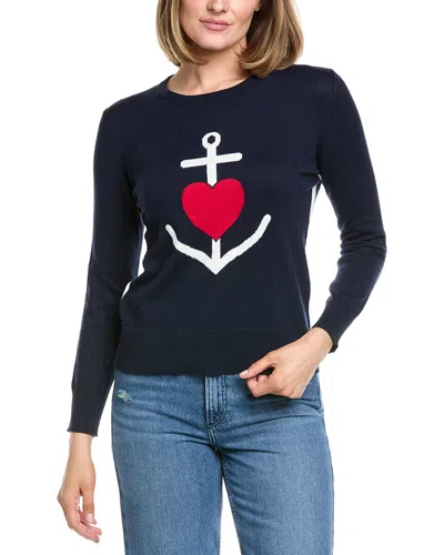 Hannah Rose Anchor Heart Side Panel Cashmere-blend Sweater In Multi