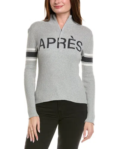 Hannah Rose Apres Zip Rib Cashmere-blend Pullover In Gray