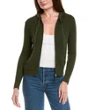 Hannah Rose Arrowhead Cable Full Zip Cashmere-blend Hoodie In Green