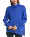 Hannah Rose Asymmetrical Funnel Neck Cashmere Tunic Sweater In Blue