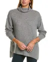 Hannah Rose Asymmetrical Funnel Neck Cashmere Tunic Sweater In Grey