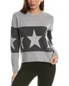 Hannah Rose Banded Star Wool & Cashmere-blend Sweater In Grey