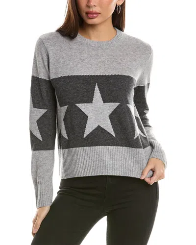 Hannah Rose Banded Star Wool & Cashmere-blend Sweater In Grey