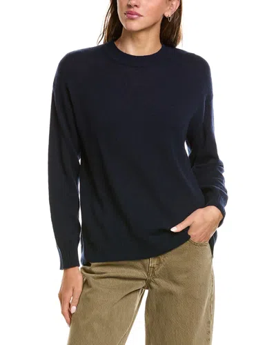 Hannah Rose Basic 100% Cashmere Crewneck Sweater In Blue