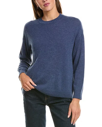 Hannah Rose Basic 100% Cashmere Crewneck Sweater In Blue