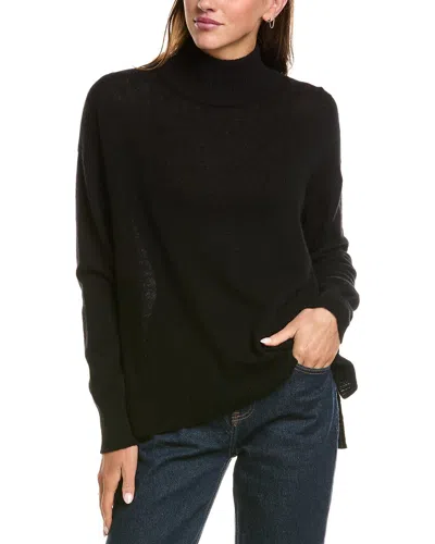 Hannah Rose Basic 100% Cashmere Mock Neck Sweater In Black