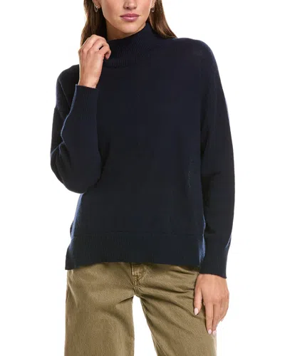 Hannah Rose Basic 100% Cashmere Mock Neck Sweater In Blue