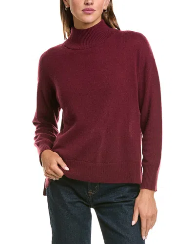 Hannah Rose Basic 100% Cashmere Mock Neck Sweater In Burgundy
