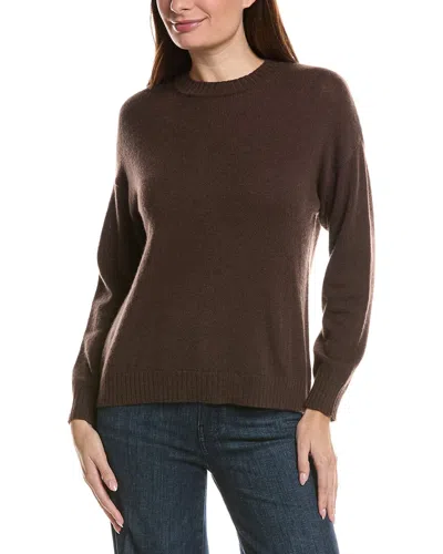 Hannah Rose Basic Crewneck 100% Cashmere Sweater In Brown
