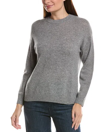 Hannah Rose Basic Crewneck 100% Cashmere Sweater In Gray