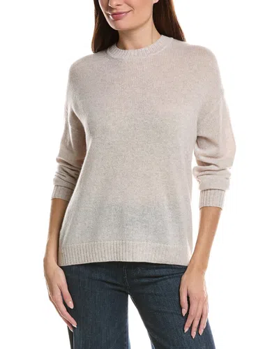 Hannah Rose Basic Crewneck 100% Cashmere Sweater In Gray