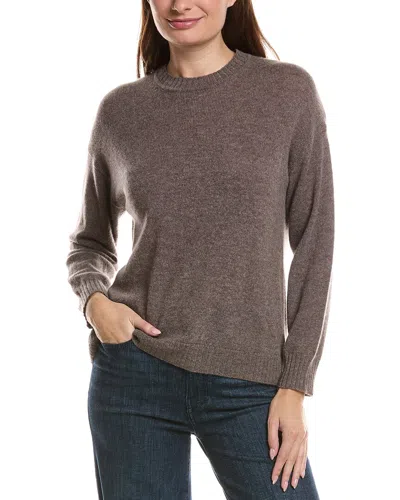 Hannah Rose Basic Crewneck 100% Cashmere Sweater In Gray