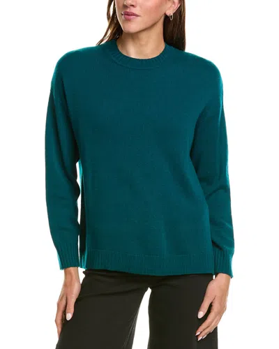 Hannah Rose Basic Crewneck 100% Cashmere Sweater In Green