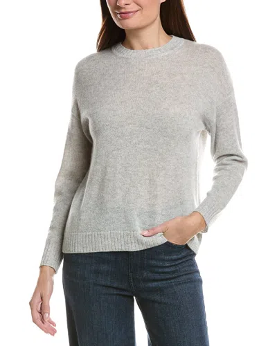 Hannah Rose Basic Crewneck 100% Cashmere Sweater In Purple