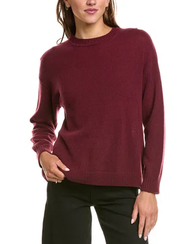 Hannah Rose Basic Crewneck 100% Cashmere Sweater In Red