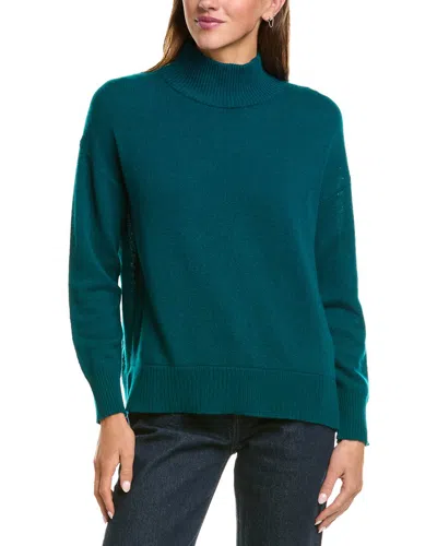 Hannah Rose Basic Mock Neck 100% Cashmere Sweater In Blue