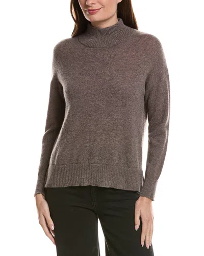 Hannah Rose Basic Mock Neck 100% Cashmere Sweater In Brown