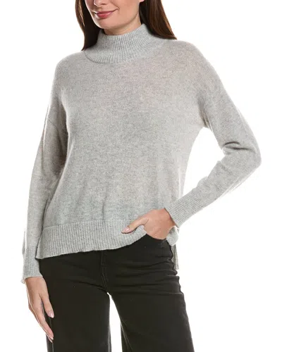 Hannah Rose Basic Mock Neck 100% Cashmere Sweater In Gray