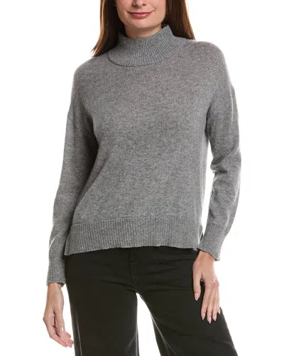 Hannah Rose Basic Mock Neck 100% Cashmere Sweater In Gray