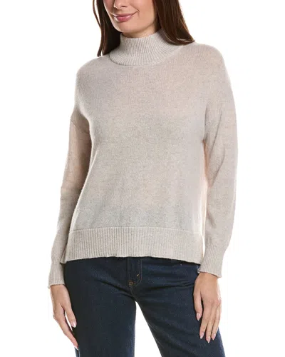 Hannah Rose Basic Mock Neck 100% Cashmere Sweater In Neutral