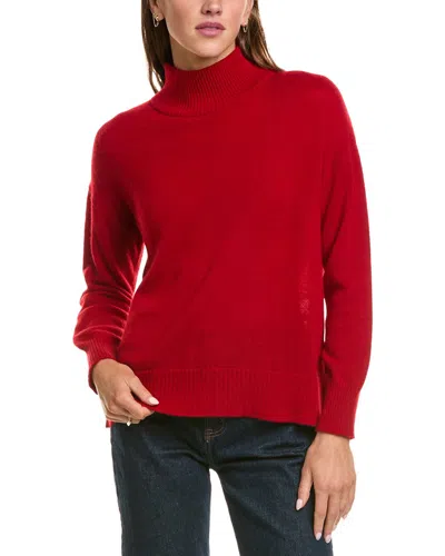 Hannah Rose Basic Mock Neck 100% Cashmere Sweater In Red